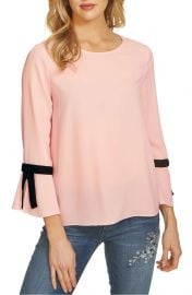 CeCe Tie Bell Sleeve Blouse at Nordstrom